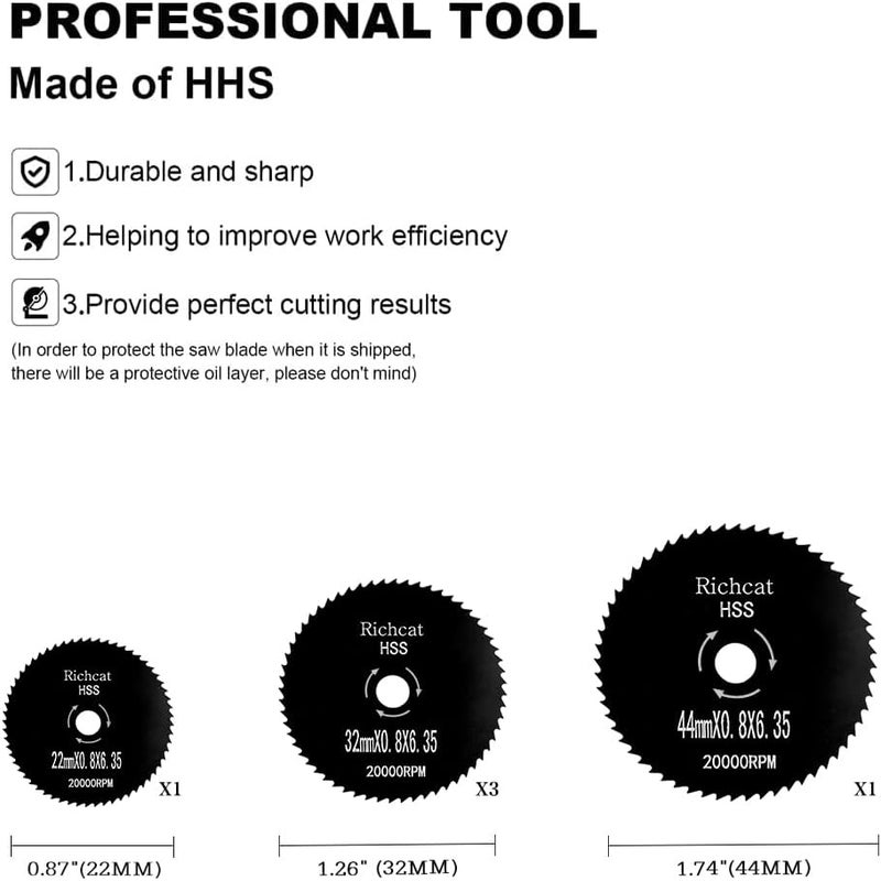 Richcat PVC Pipe Inside Cutter, Internal Plastic ABS Pipe Cutter Set, 1/4" Hex Shank, High Speed Steel (5 Black Saw Blades) - Image 2